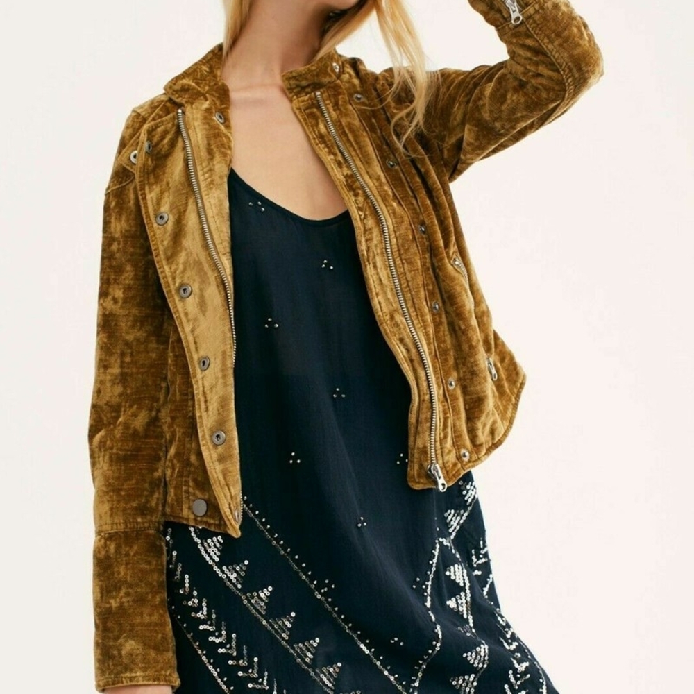 Free People Velvet Tan Teddy Jacket